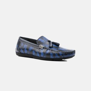 Marcomen Mavi Kamuflaj İç Dış Hakiki Deri Günlük Yumuşak Loafer Erkek Ayakkabı - 20Y001E0-8498