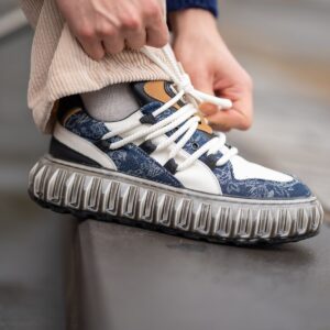 Desenli Deri Yüksek Taban Erkek Sneaker